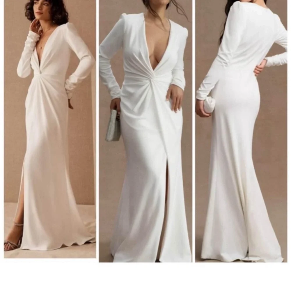 Tadashi Shoji Payton Gown Cutout Wedding Dress Crepe NWT size 12 - Picture 1 of 9